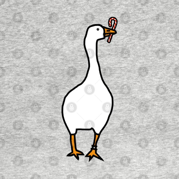 White Goose Steals Christmas Candy Cane by ellenhenryart